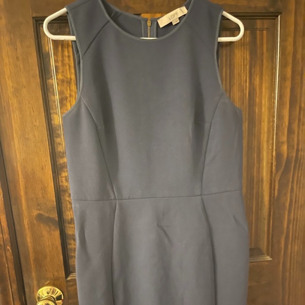 Slate Blue Loft Shift/Sheath Dress - Super Slimming Lines